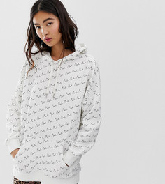 Oversize-худи белого цвета с принтом Monki - Белый