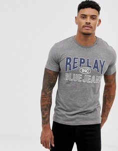 Серая футболка с принтом Replay Blue Jeans - Серый