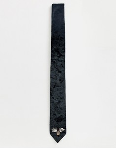 Бархатный узкий галстук с вышивкой ASOS DESIGN - Черный