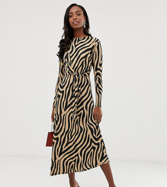 Платье макси со звериным принтом и поясом ASOS DESIGN Tall - Мульти