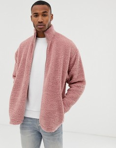 Розовая спортивная oversize-куртка из искусственного меха ASOS DESIGN - Розовый