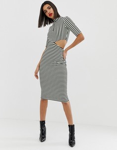 Платье миди в неоновую полоску с вырезами ASOS DESIGN - Мульти