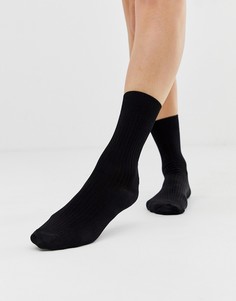 Черные носки в рубчик Weekday - Черный
