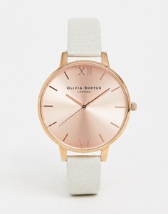 Часы с большим циферблатом и кожаным ремешком кремового цвета Olivia Burton OB13BD11 Sunray - Розовый