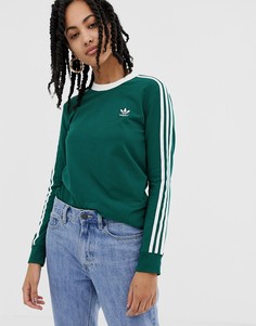 Зеленый лонгслив с тремя полосками adidas Originals adicolor - Зеленый