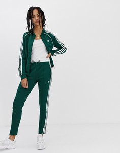 Зеленые брюки-сигареты с тремя полосками adidas Originals adicolor - Зеленый