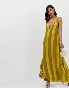 Платье-трапеция макси в полоску с глубоким вырезом ASOS DESIGN - Мульти