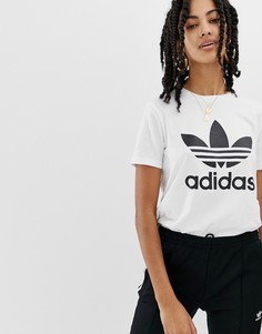 Белая футболка adidas Originals Trefoil - Белый
