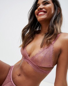 Кружевной бюстгальтер с треугольными чашечками ASOS DESIGN - Розовый