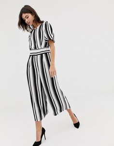 Чайный комбинезон в полоску с пышными рукавами ASOS DESIGN - Мульти