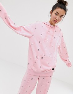 Комбинируемый oversize-худи с вышивкой в виде грустного лица Lazy Oaf - Черный