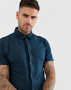 Темно-синяя трикотажная футболка с короткими рукавами River Island - Темно-синий