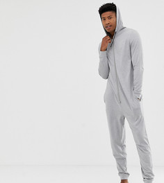 Серый меланжевый комбинезон с капюшоном из органического хлопка ASOS DESIGN TALL - Серый
