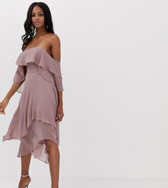 Ярусное платье-бандо миди ASOS DESIGN - Фиолетовый