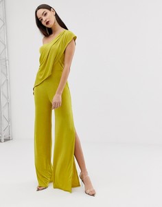 Комбинезон на одно плечо с разрезами ASOS DESIGN - Зеленый