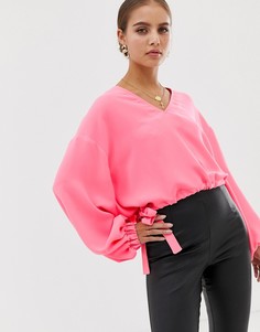 Топ с длинными рукавами и V-образным вырезом ASOS DESIGN - Розовый