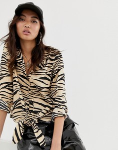 Рубашка с завязкой спереди и звериным принтом River Island - Мульти