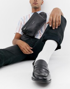 Черная кожаная сумка-кошелек через плечо ASOS DESIGN - Черный