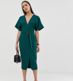 Платье миди с рукавами-кимоно и пряжкой черепаховой расцветки ASOS DESIGN Tall - Зеленый