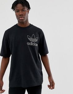 Черная футболка с вышитым логотипом adidas Originals Outline - Черный