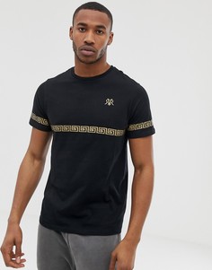 Черная приталенная рубашка с золотистым принтом River Island - Черный