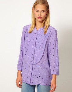 Шелковая блузка с принтом Tibi - Фиолетовый