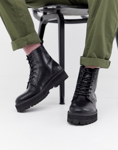 Черные ботинки из искусственной кожи на шнуровке ASOS DESIGN - Черный