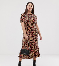 Чайное платье макси со звериным принтом ASOS DESIGN Curve - Мульти