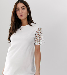 Футболка с кружевными рукавами ASOS DESIGN - Белый