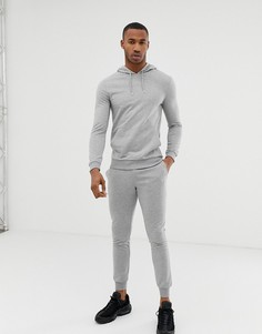 Серый меланжевый спортивный костюм с худи и джоггерами ASOS DESIGN - Серый