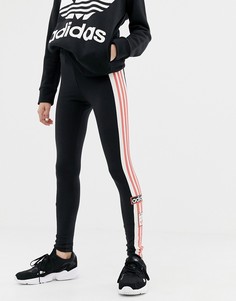 Черные леггинсы с тремя полосками и логотипом Adidas Originals - Черный