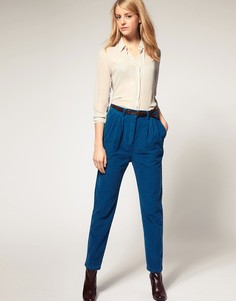 Вельветовые брюки-галифе с завышенной талией ASOS - Синий
