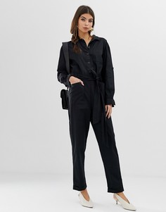 Комбинезон с пуговицами и отделкой на талии ASOS DESIGN - Черный