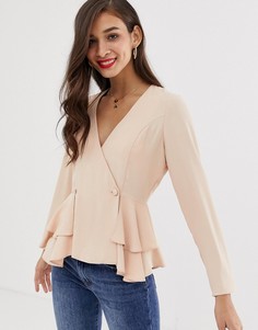 Топ в стиле смокинга с длинными рукавами и пуговицами ASOS DESIGN - Розовый