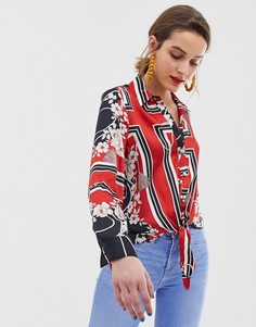 Рубашка с узлом и платочным принтом River Island - Красный