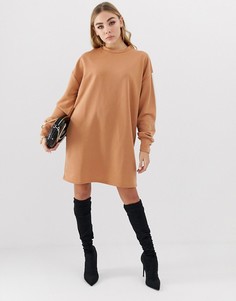Бежевое платье-джемпер с полосками по бокам PrettyLittleThing - Бежевый