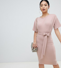 Розовое платье миди с поясом Boohoo Petite - Розовый