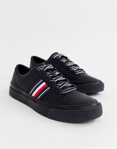 Низкие черные кроссовки с кожаной отделкой Tommy Hilfiger - Черный