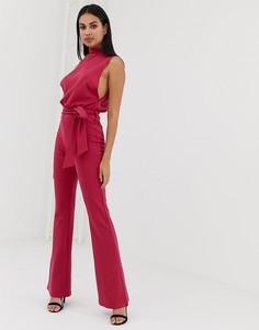 Комбинезон малинового цвета с высоким воротом и поясом PrettyLittleThing - Зеленый