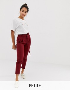 Бордовые брюки с поясом New Look Petite - Красный