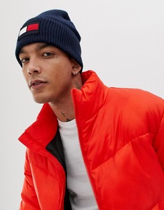 Темно-синяя вязаная шапка-бини с логотипом Tommy Hilfiger - Темно-синий