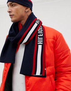 Темно-синий вязаный шарф с логотипом Tommy Hilfiger - Темно-синий