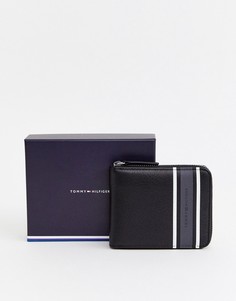 Черный кошелек на молнии с серой полоской Tommy Hilfiger - Черный