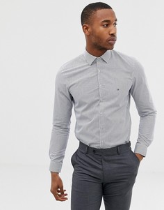 Темно-синяя приталенная рубашка в полоску Calvin Klein - Темно-синий
