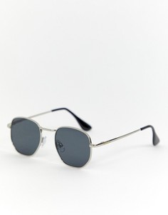 Круглые солнцезащитные очки в серебристой оправе AJ Morgan - Серебряный