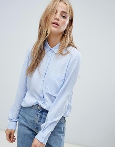 Голубая рубашка с длинными рукавами Pull&Bear - Синий