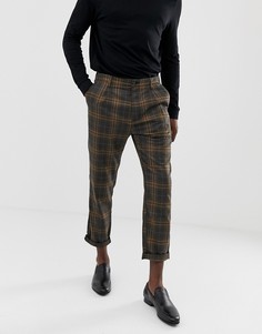 Суженные книзу облегающие брюки в клетку коричневого цвета Pull&Bear - Коричневый
