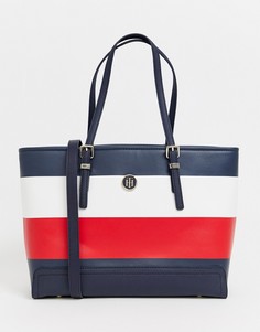 Сумка-тоут в полоску Tommy Hilfiger - Синий
