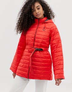 Стеганое пальто с контрастной подкладкой Emporio Armani - Красный