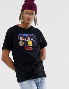 Черная футболка с принтом Pull&Bear X Stranger Things - Черный